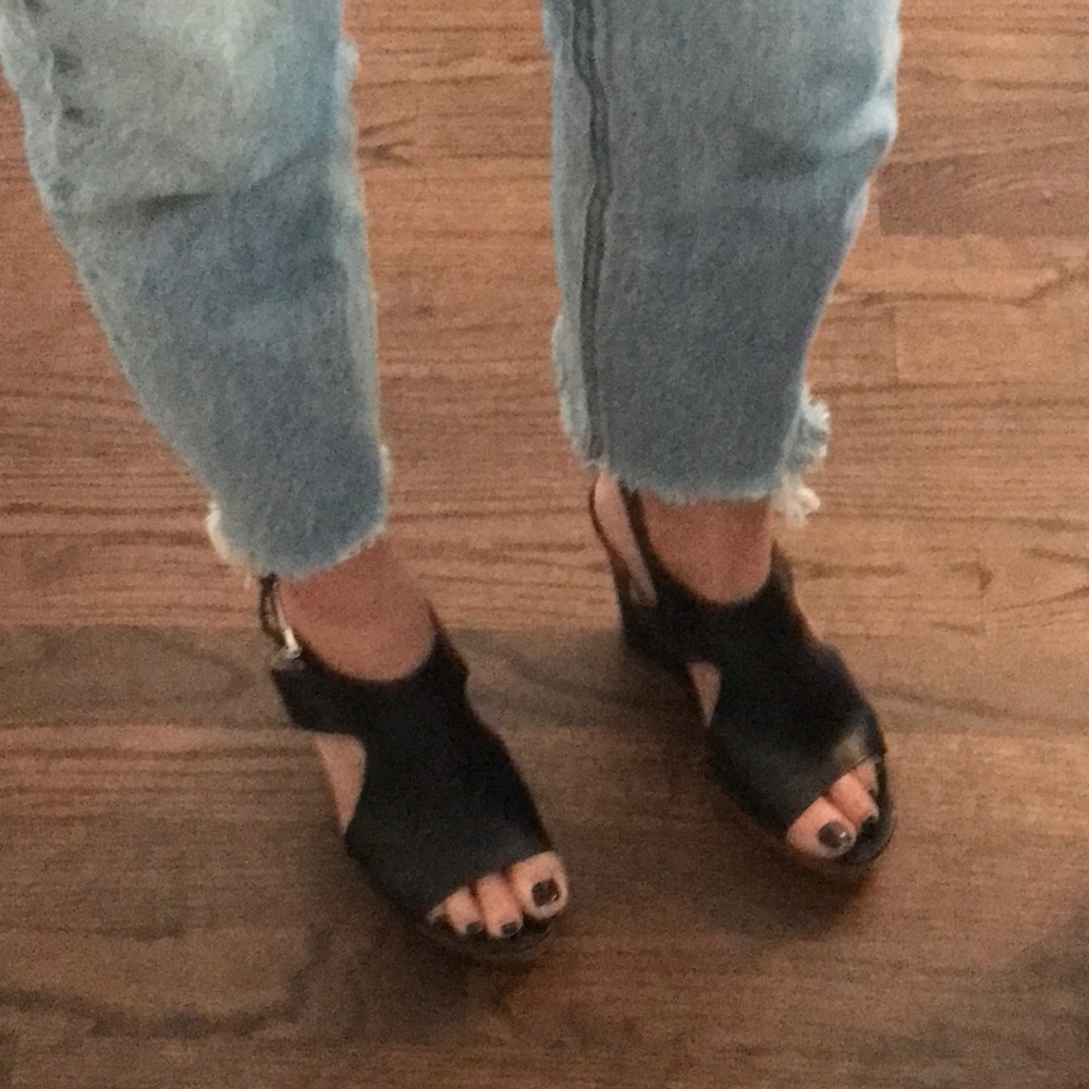 Michael Kors Black Leather Wedges